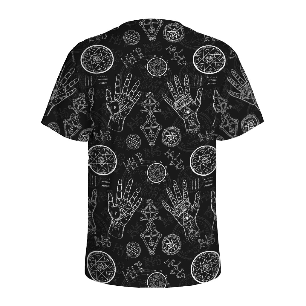 Black And White Wiccan Palmistry Print Men's Sports T-Shirt