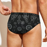 Black And White Wiccan Palmistry Print Men's Swim Briefs