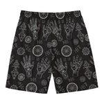 Black And White Wiccan Palmistry Print Men's Swim Trunks