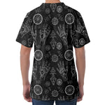 Black And White Wiccan Palmistry Print Men's Velvet T-Shirt