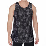Black And White Wiccan Palmistry Print Men's Velvet Tank Top