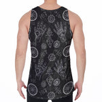 Black And White Wiccan Palmistry Print Men's Velvet Tank Top