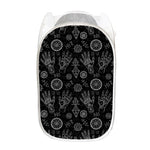 Black And White Wiccan Palmistry Print Mesh Laundry Hamper