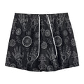 Black And White Wiccan Palmistry Print Mesh Shorts