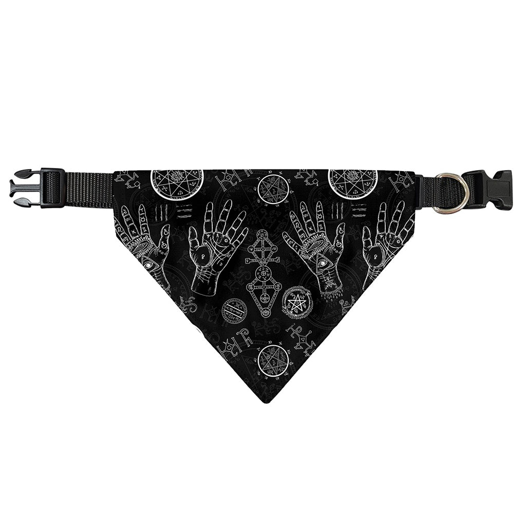 Black And White Wiccan Palmistry Print Over The Collar Dog Bandana