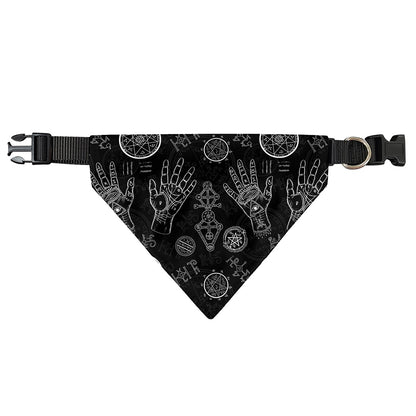 Black And White Wiccan Palmistry Print Over The Collar Dog Bandana