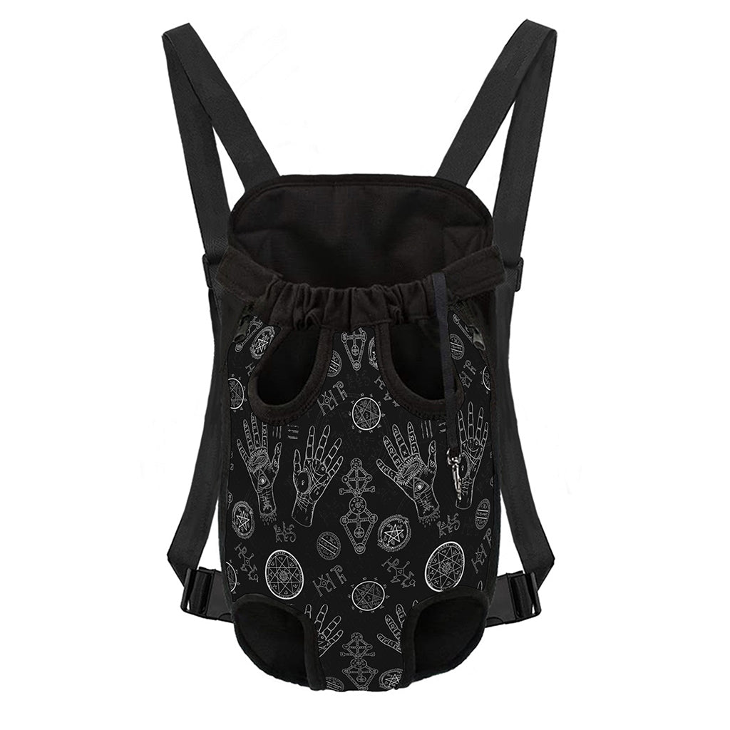 Black And White Wiccan Palmistry Print Pet Carrier Backpack