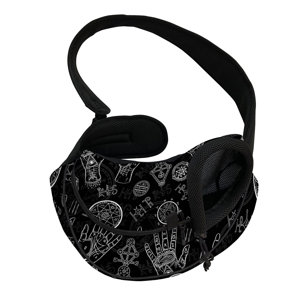 Black And White Wiccan Palmistry Print Pet Sling Carrier