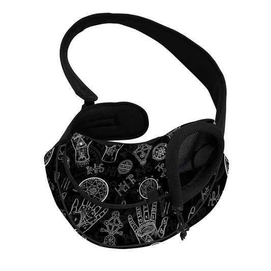 Black And White Wiccan Palmistry Print Pet Sling Carrier