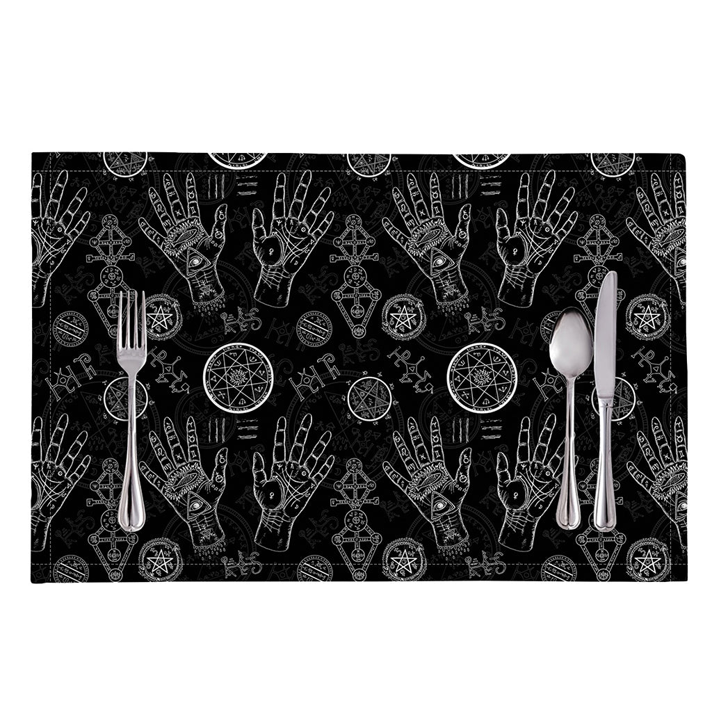 Black And White Wiccan Palmistry Print Placemat