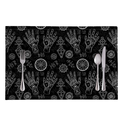 Black And White Wiccan Palmistry Print Placemat