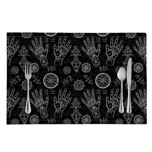 Black And White Wiccan Palmistry Print Placemat