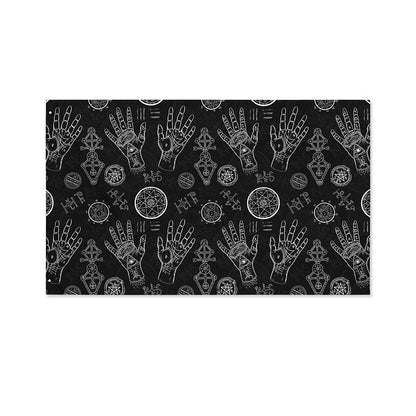 Black And White Wiccan Palmistry Print Polyester Flag