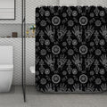 Black And White Wiccan Palmistry Print Polyester Shower Curtain