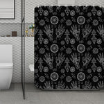 Black And White Wiccan Palmistry Print Polyester Shower Curtain