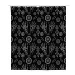 Black And White Wiccan Palmistry Print Polyester Shower Curtain
