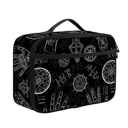 Black And White Wiccan Palmistry Print Portable Lunch Bag