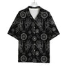 Black And White Wiccan Palmistry Print Rayon Hawaiian Shirt