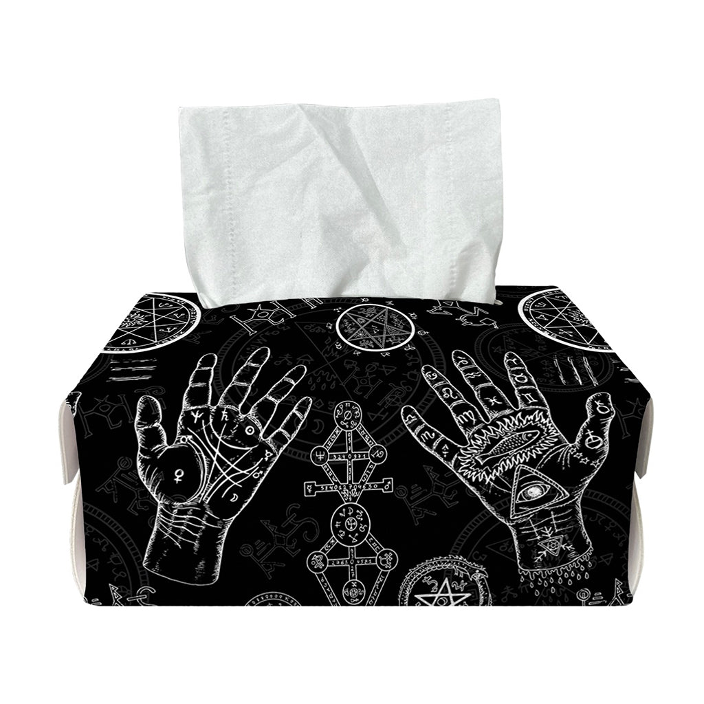 Black And White Wiccan Palmistry Print Rectangle Tissue Box Cover