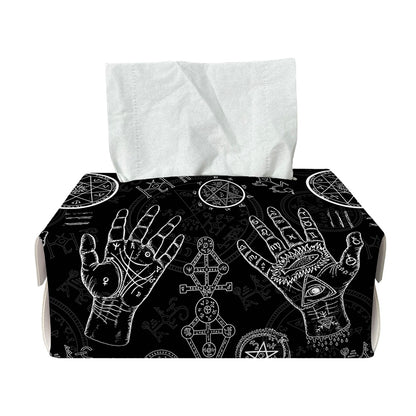 Black And White Wiccan Palmistry Print Rectangle Tissue Box Cover