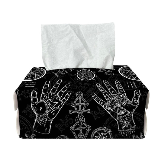 Black And White Wiccan Palmistry Print Rectangle Tissue Box Cover