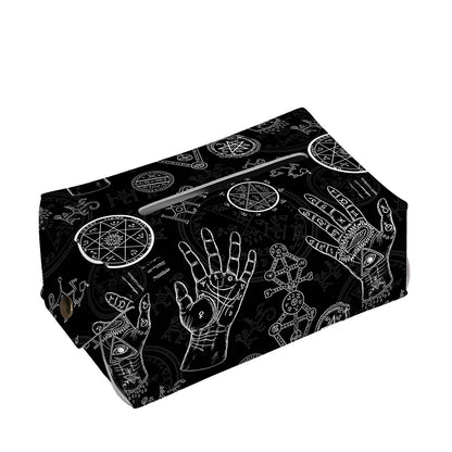 Black And White Wiccan Palmistry Print Rectangle Tissue Box Cover