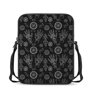 Black And White Wiccan Palmistry Print Rectangular Crossbody Bag