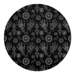 Black And White Wiccan Palmistry Print Round Blanket