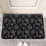 Black And White Wiccan Palmistry Print Rubber Doormat