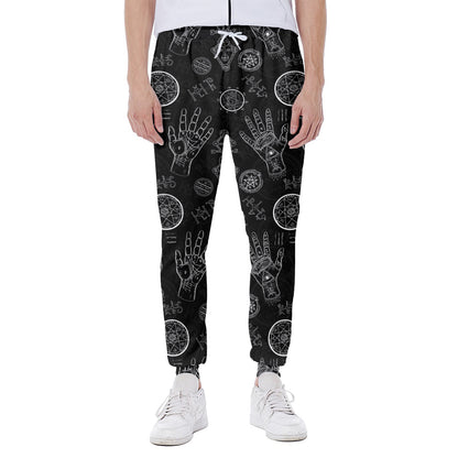 Black And White Wiccan Palmistry Print Scuba Joggers
