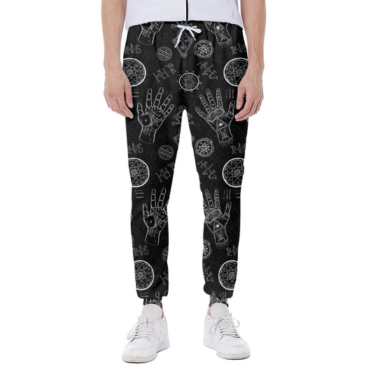 Black And White Wiccan Palmistry Print Scuba Joggers