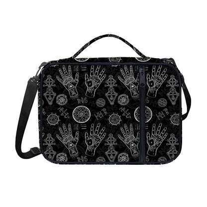 Black And White Wiccan Palmistry Print Shoulder Strap Bible Bag