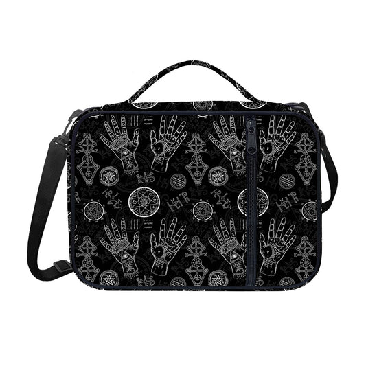 Black And White Wiccan Palmistry Print Shoulder Strap Bible Bag