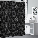 Black And White Wiccan Palmistry Print Shower Curtain