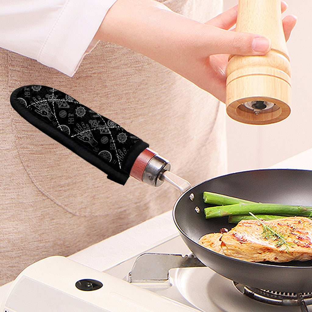 Black And White Wiccan Palmistry Print Skillet Handle Cover