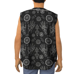 Black And White Wiccan Palmistry Print Sleeveless Baseball Jersey