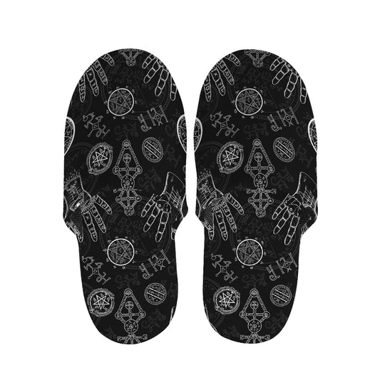Black And White Wiccan Palmistry Print Slippers