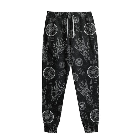 Black And White Wiccan Palmistry Print Sweatpants