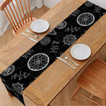 Black And White Wiccan Palmistry Print Table Runner