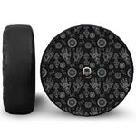 Black And White Wiccan Palmistry Print Tire Cover With Camera Hole