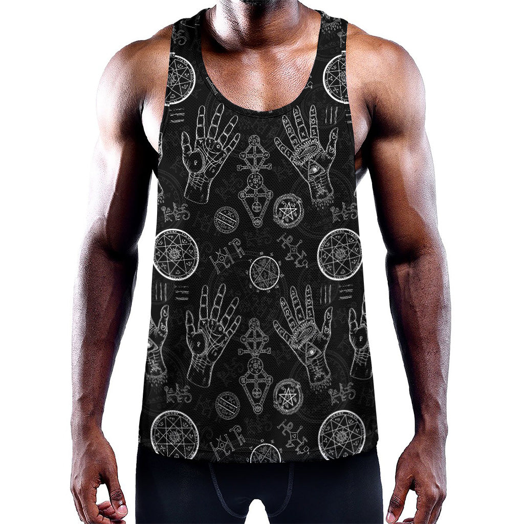 Black And White Wiccan Palmistry Print Training Tank Top