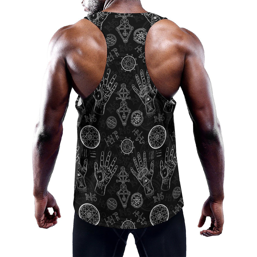 Black And White Wiccan Palmistry Print Training Tank Top