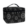 Black And White Wiccan Palmistry Print Travel Makeup Bag