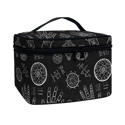 Black And White Wiccan Palmistry Print Travel Makeup Bag