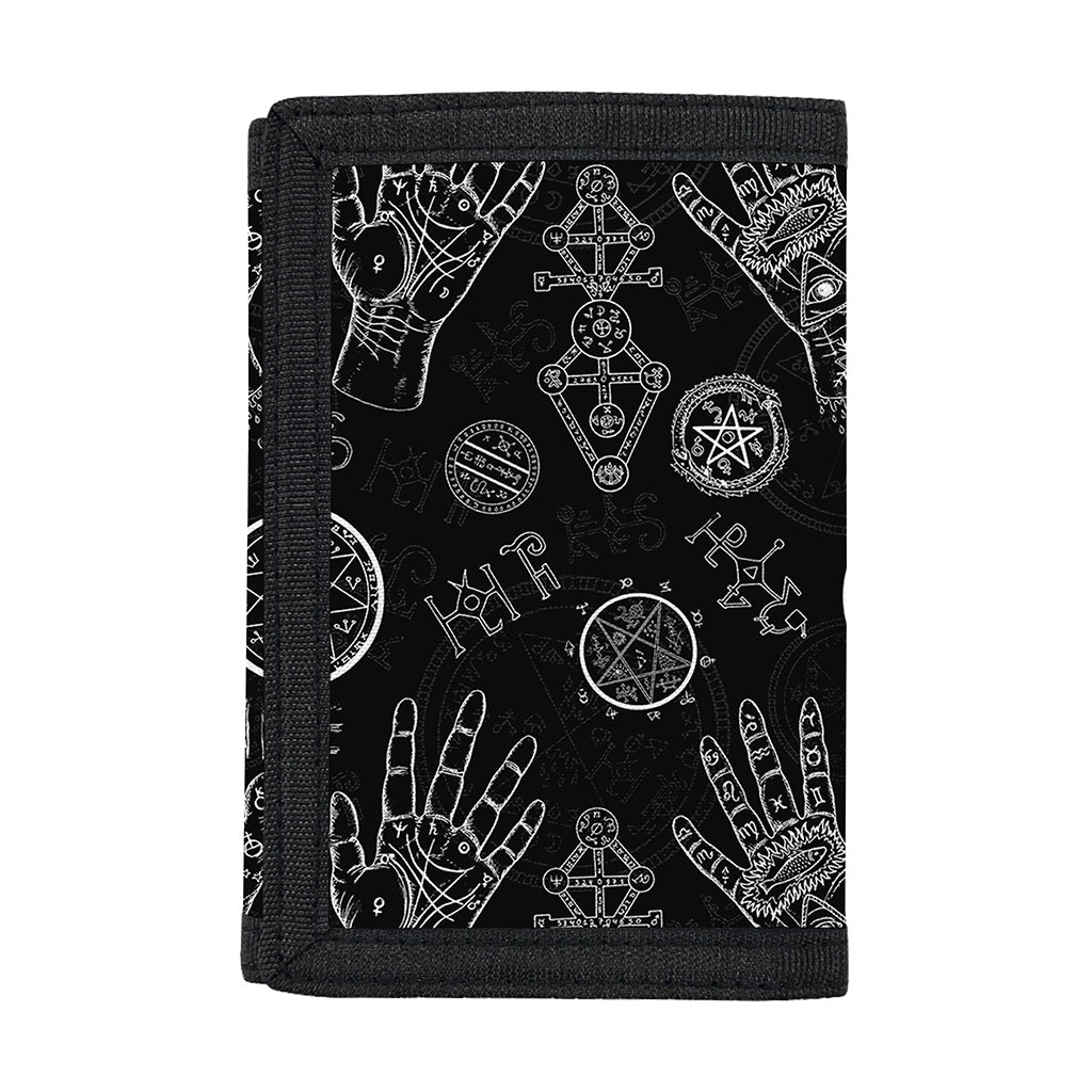 Black And White Wiccan Palmistry Print Trifold Wallet