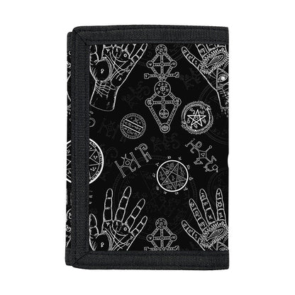 Black And White Wiccan Palmistry Print Trifold Wallet