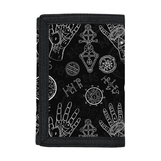 Black And White Wiccan Palmistry Print Trifold Wallet