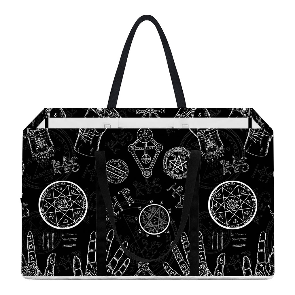 Black And White Wiccan Palmistry Print Utility Tote Bag