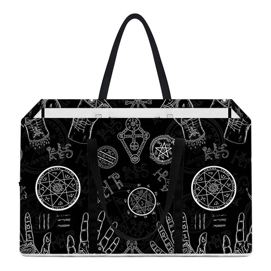 Black And White Wiccan Palmistry Print Utility Tote Bag