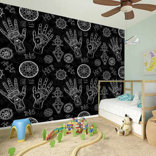 Black And White Wiccan Palmistry Print Wall Sticker